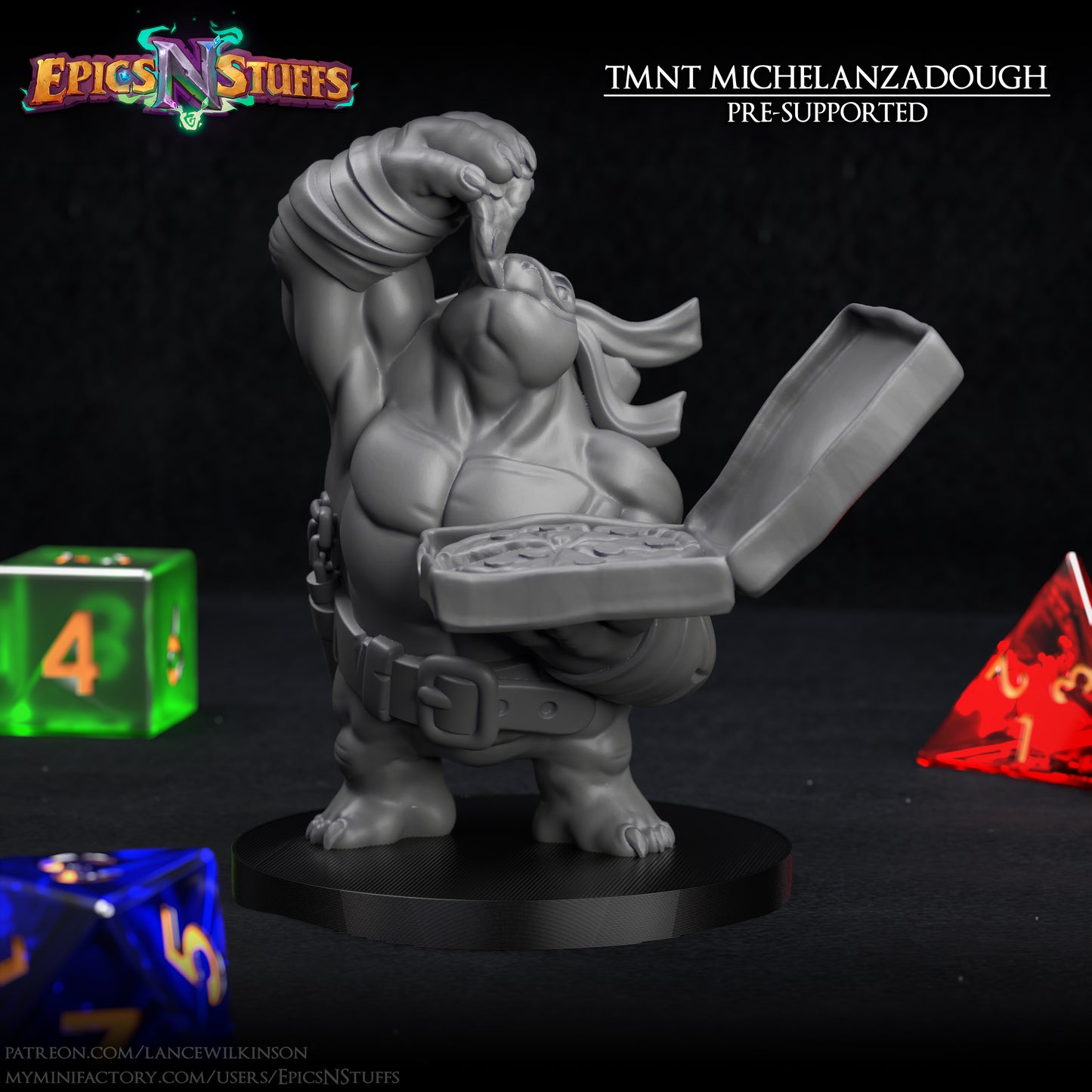 Tortle TMNT Michelanzadough, 3D Printed Resin Miniature