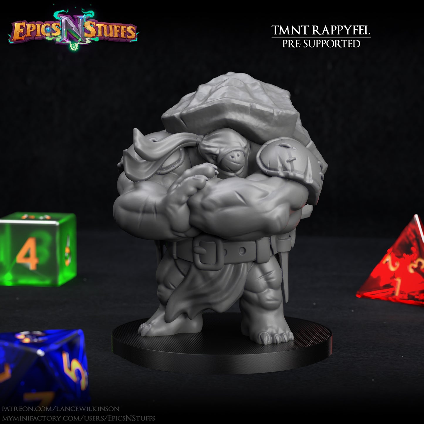 Tortle TMNT Rappyfel, 3D Printed Resin Miniature