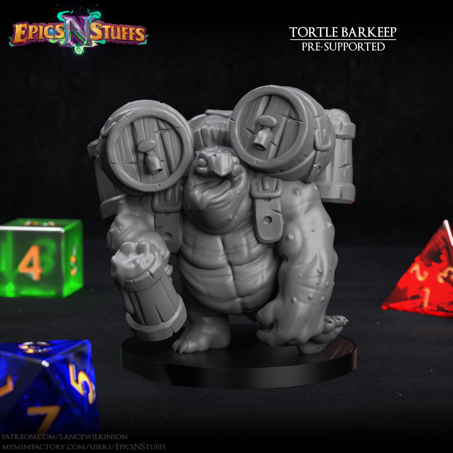 Tortle Barkeep, 3D Printed Resin Miniature