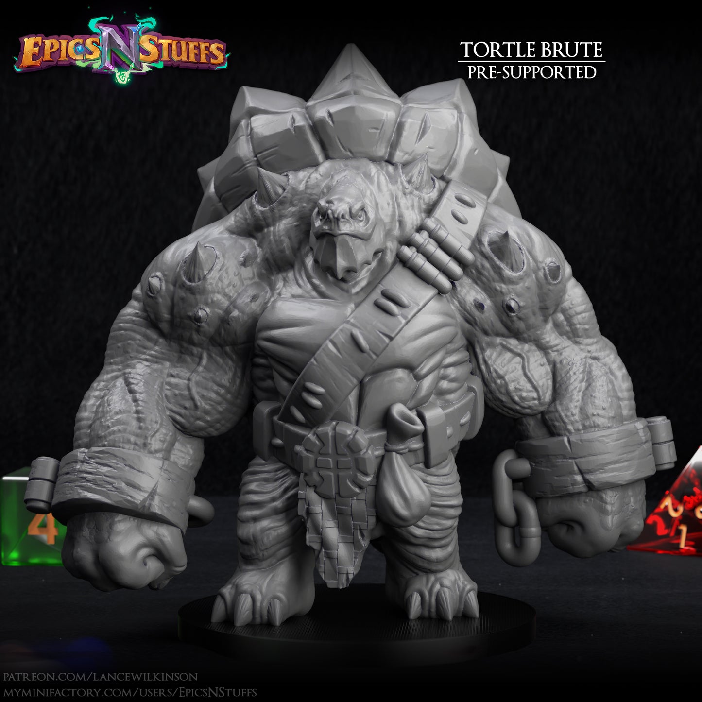 Tortle Brute, 3D Printed Resin Miniature
