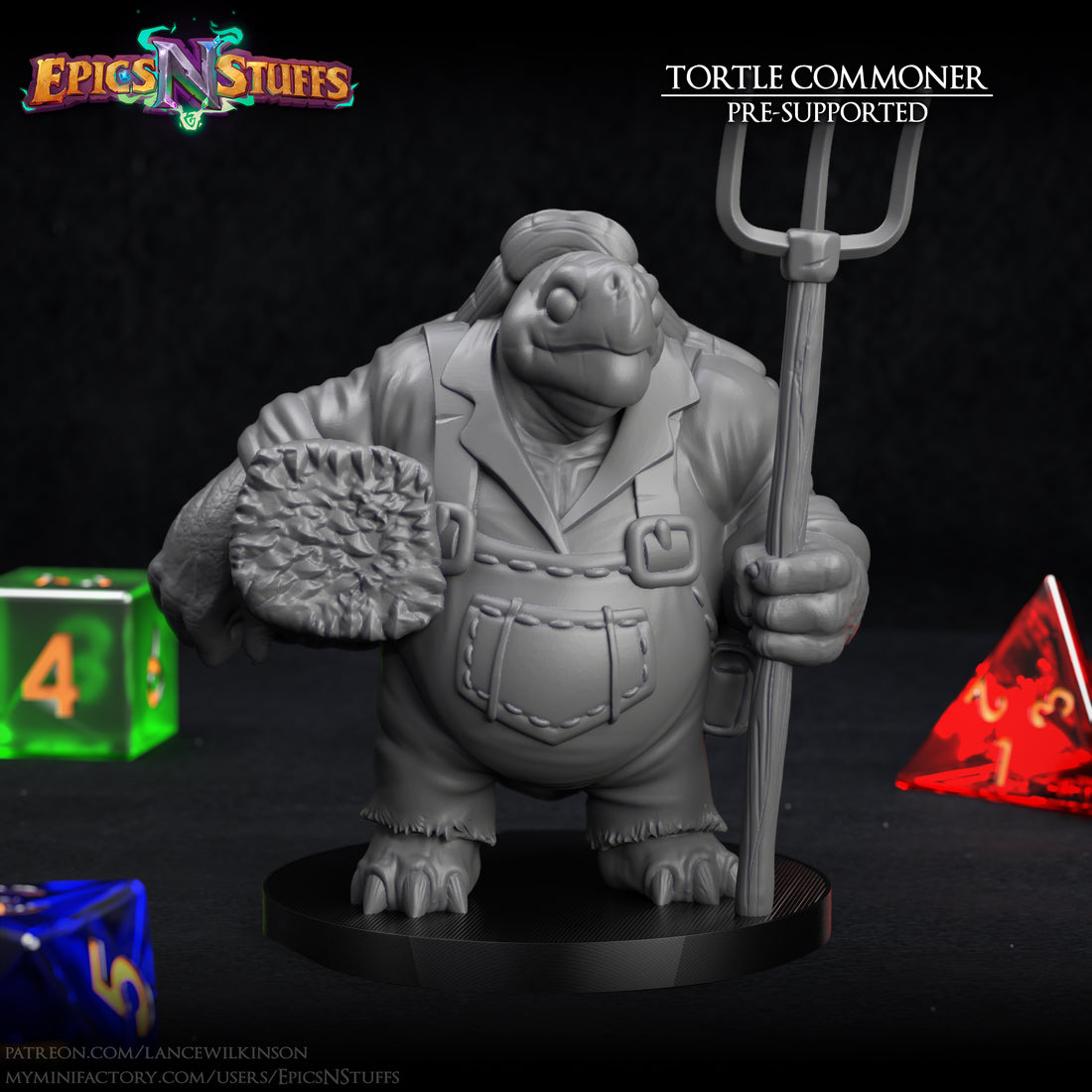 Tortle Commoner, 3D Printed Resin Miniature – Epics 'N' Stuffs