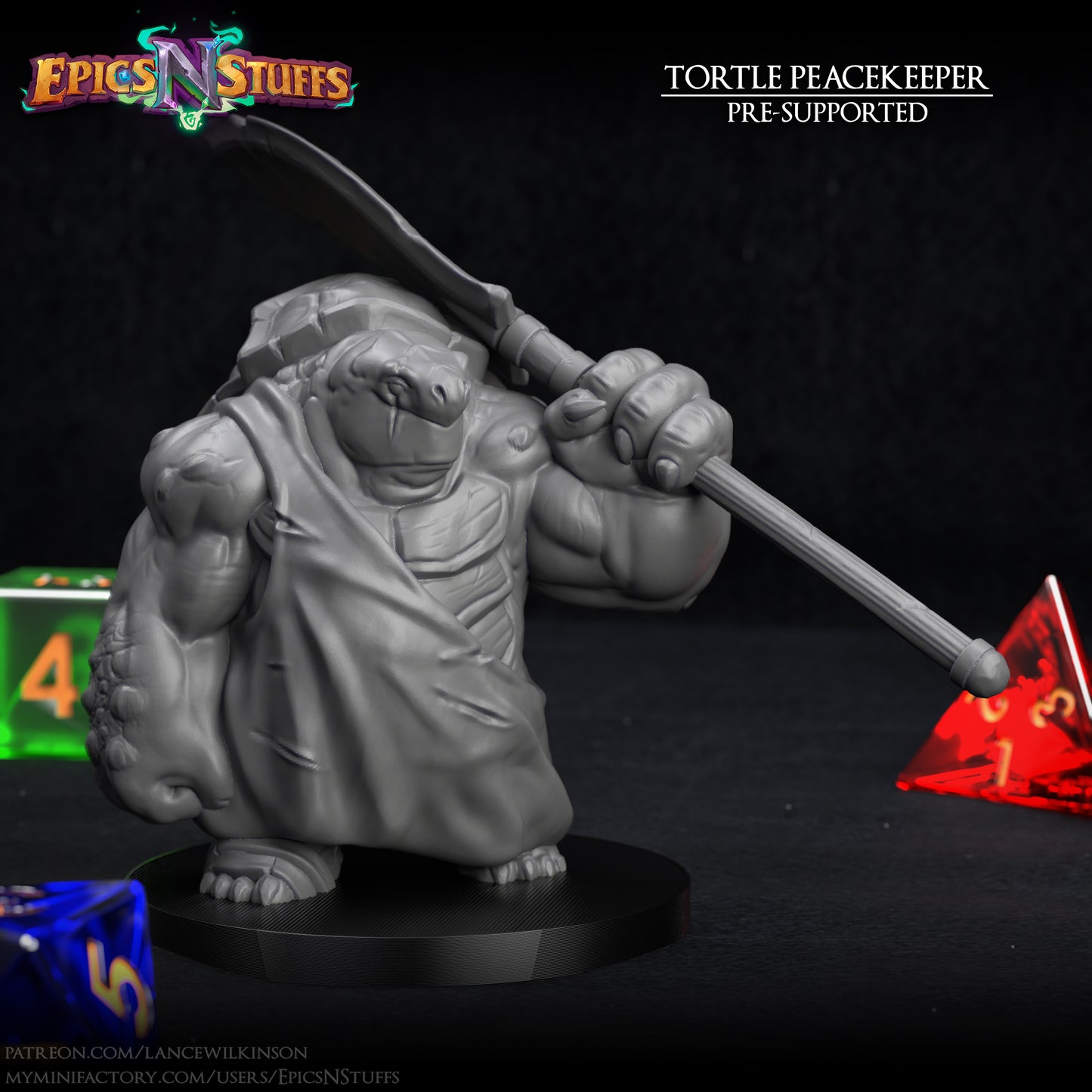 Tortle Peacekeeper Variant, 3D Printed Resin Miniature