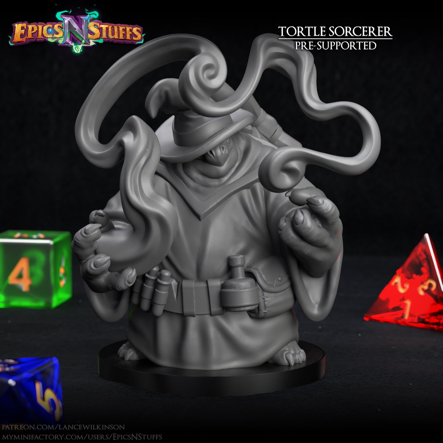 Tortle Sorcerer, 3D Printed Resin Miniature