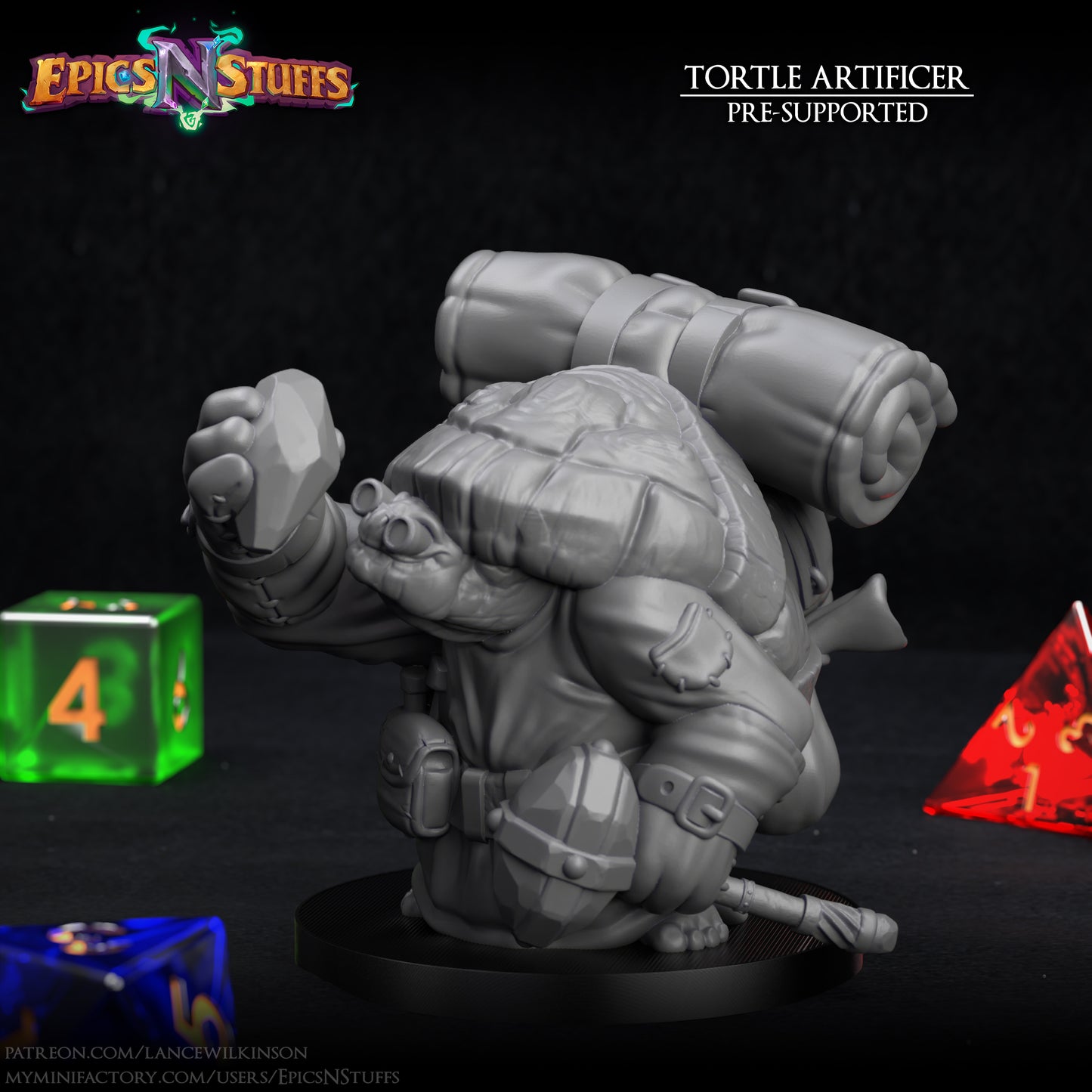 Tortle Artificer, 3D Printed Resin Miniature