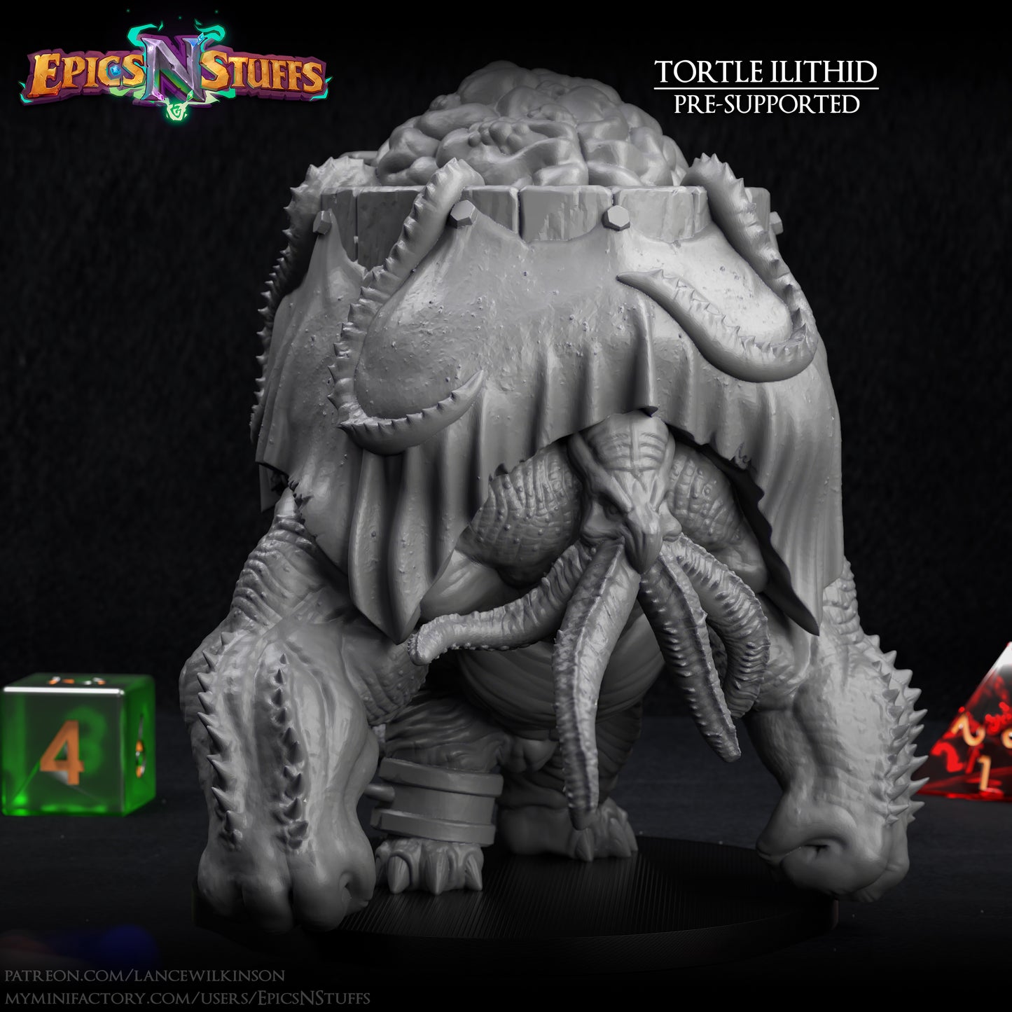 Ilithid Tortle, 3D Printed Resin Miniature