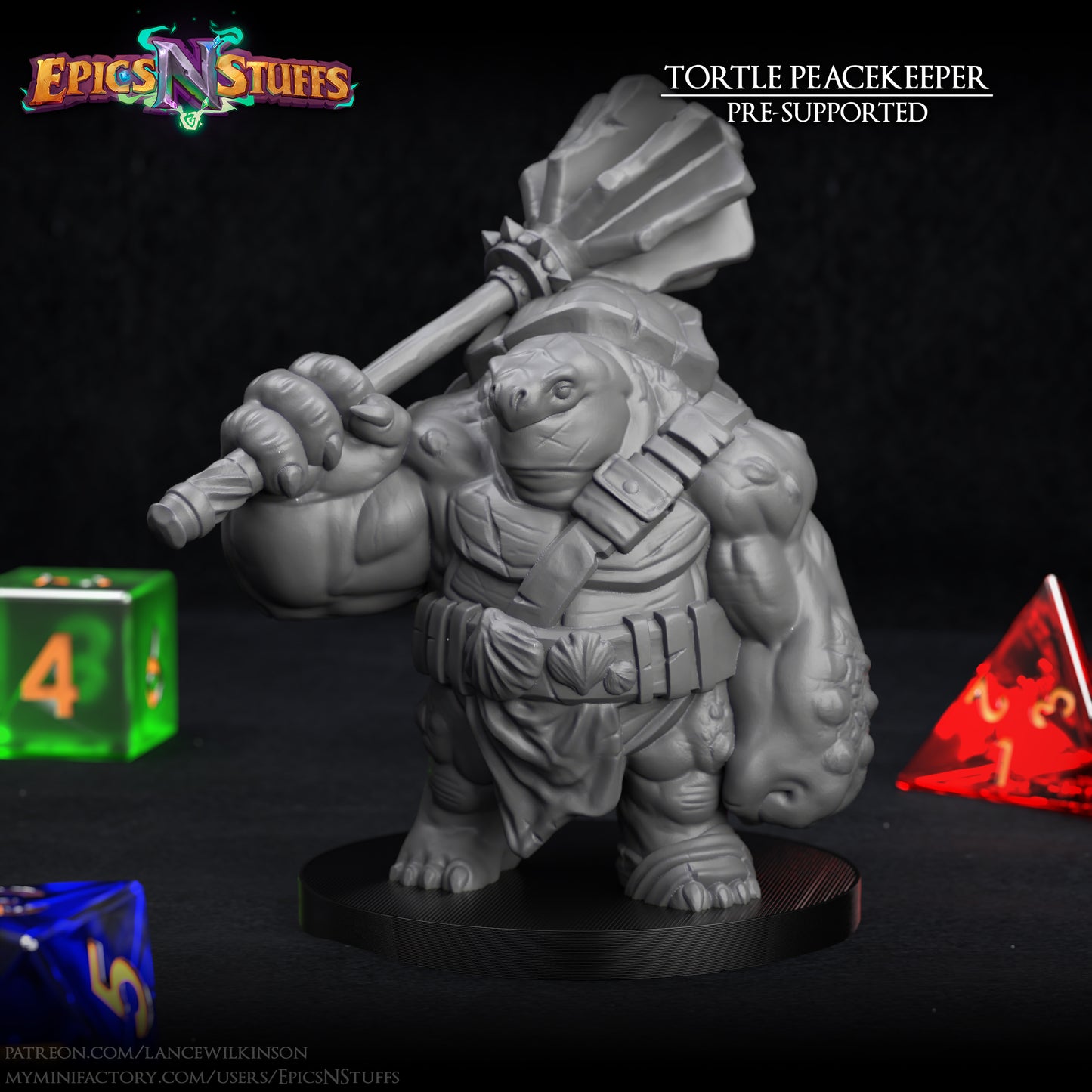Tortle Peacekeeper, 3D Printed Resin Miniature