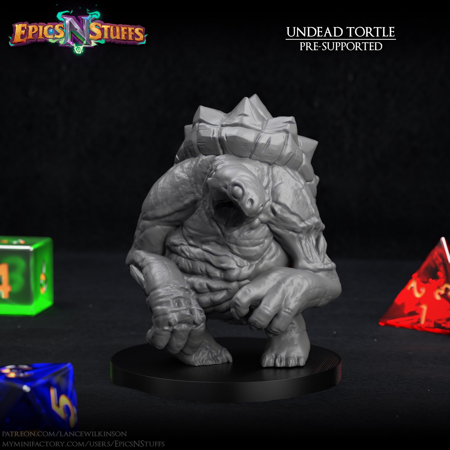 Undead Tortle, 3D Printed Resin Miniature