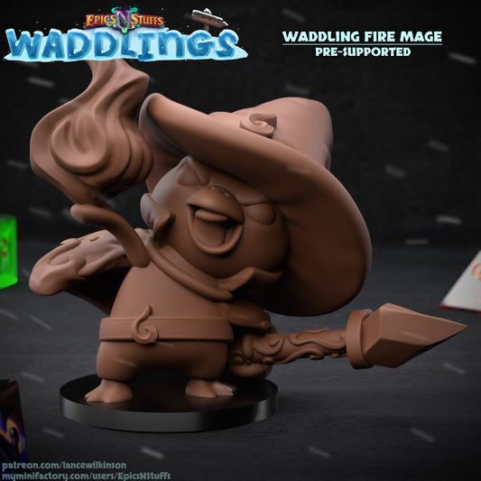 Waddling Fire Mage, 3D Printed Resin Miniature