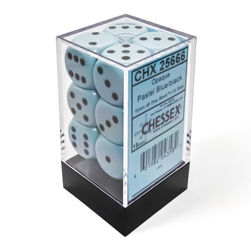 Chessex - Opaque Pastel 16mm D6 Dice Block - Blue/Black