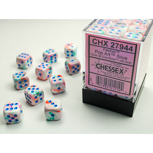 Chessex - Festive 12mm D6 Dice Block - Pop Art /Blue