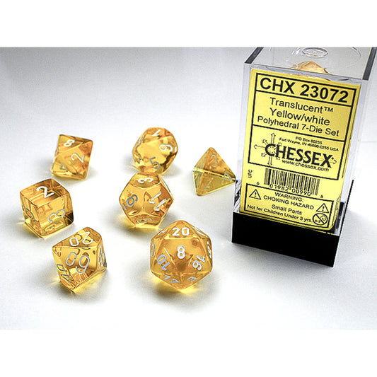 Chessex - Translucent Polyhedral 7 Dice Set - Yellow & White