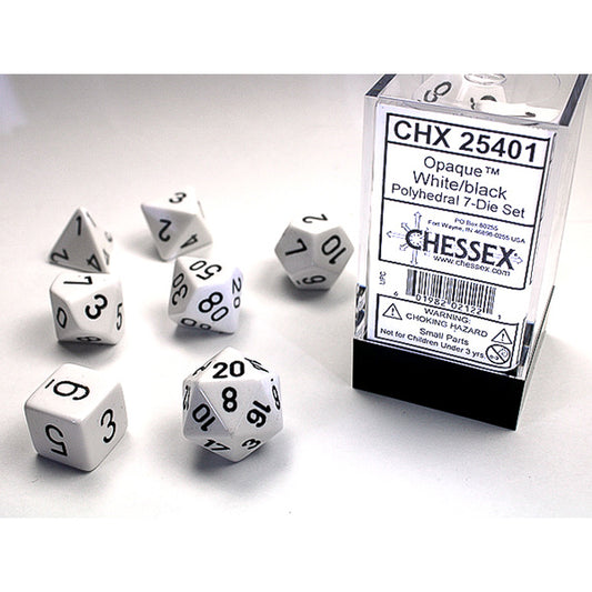 Chessex - Opaque Polyhedral 7 Dice Set - White w/Black